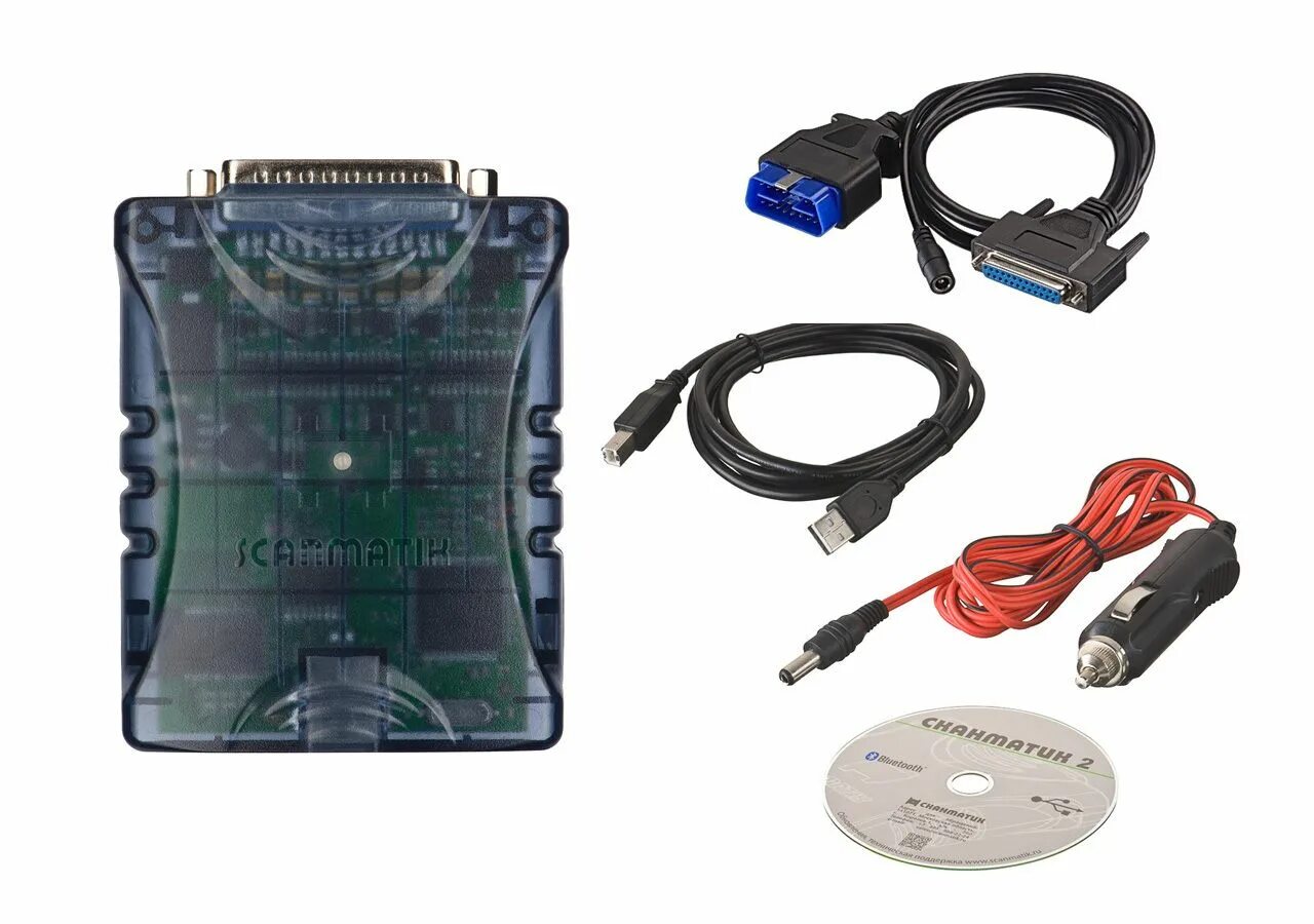 Сканер диагностический Сканматик 2 PRO, USB+Bluetooth, максимальный комплект, 12 адаптеров